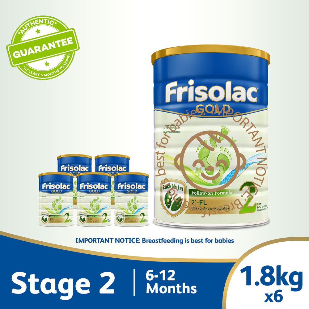 Frisolac Gold 2段 1.8kg - 較大嬰兒配方奶粉 - 適用於6-12個月的嬰幼兒（6包）
