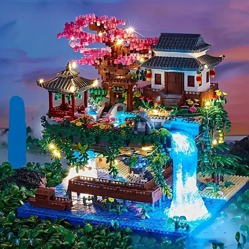 1435 Piece Peach Blossom Spring Building Blocks Set w/ Built In 3-Speed Lighting