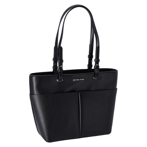 Michael Kors Bedford Black Pebbled Leather Medium Pocket Tote Shoulder