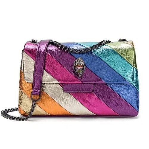 KG Inspired Rainbow Stripe Shoulder 26cm Crossbody Bag