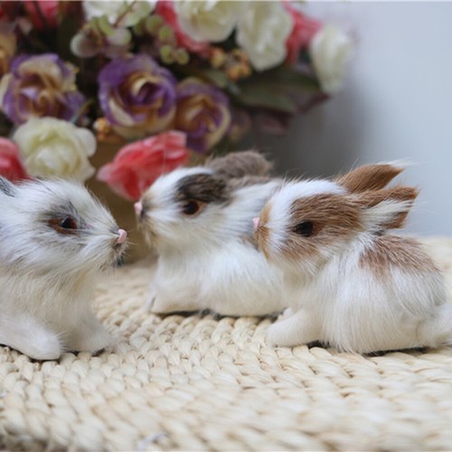 Simulation Rabbit Bunny Animal Model Plush Toys Easter Ornament Home Decor Gift