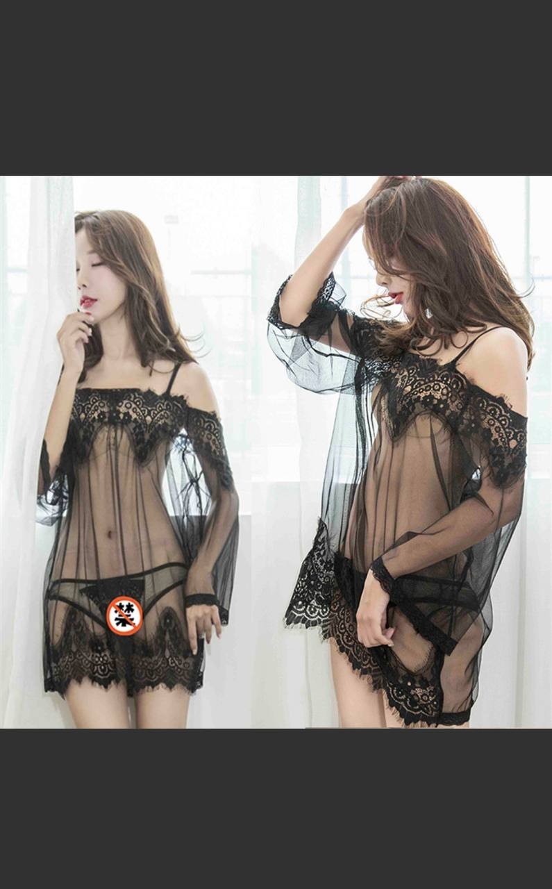 性感黑色蕾絲連體衣 黑絲蕾絲套裝款式隨機出貨