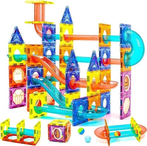 105Tiles Magnet Marble Run-Speedy Magnetic Race Track Building Blocks Toys