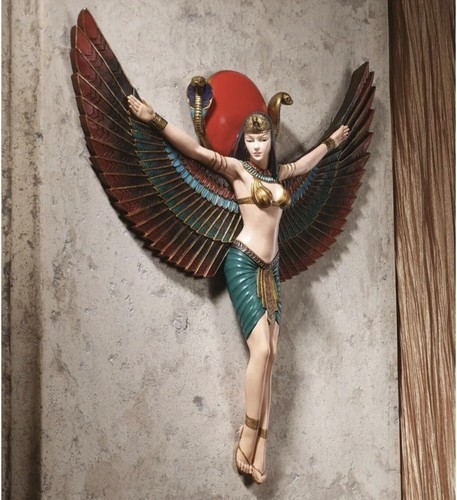 Egyptian Goddess Isis Wall Sculpture, 14 Inch, Full Color